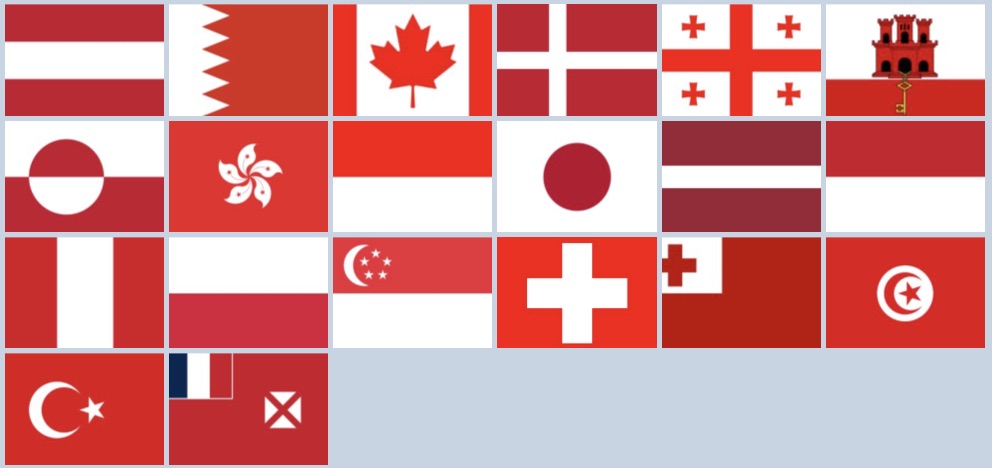 Flags with Red, and White