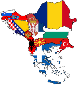 Flag Map of Balkans