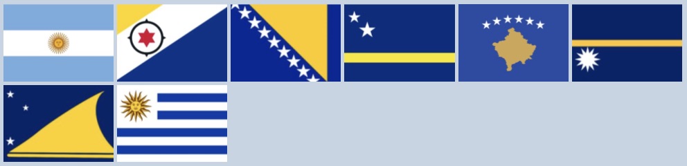 Flags with Blue, Yellow, and White